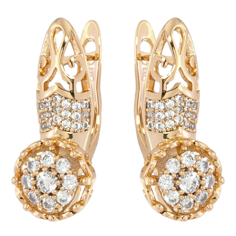 Серьги Xuping Позолота 18K английский замок Декоративные цветочки с цирконием фото №1