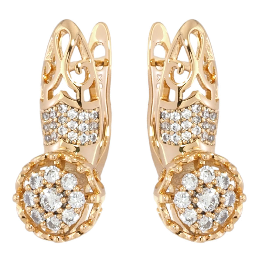 Сережки Xuping Позолота 18K англійський замок Декоративні квіточки з цирконієм фото №1