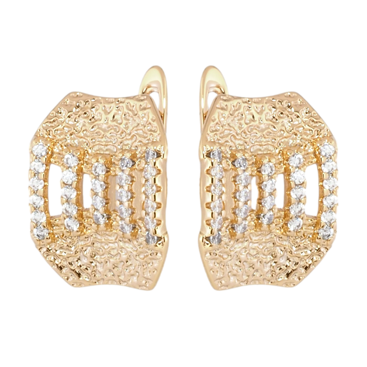 Серьги Xuping Позолота 18K английский замок Декоративный узор с дорожками циркония фото №22