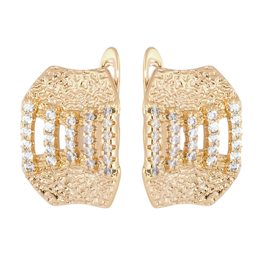 Серьги Xuping Позолота 18K английский замок Декоративный узор с дорожками циркония фото №1