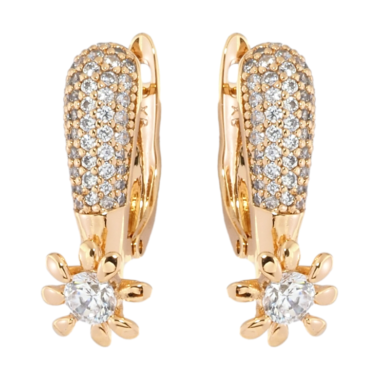 Серьги Xuping Позолота 18K английский замок Цветочки с инкрустацией цирконием фото №9