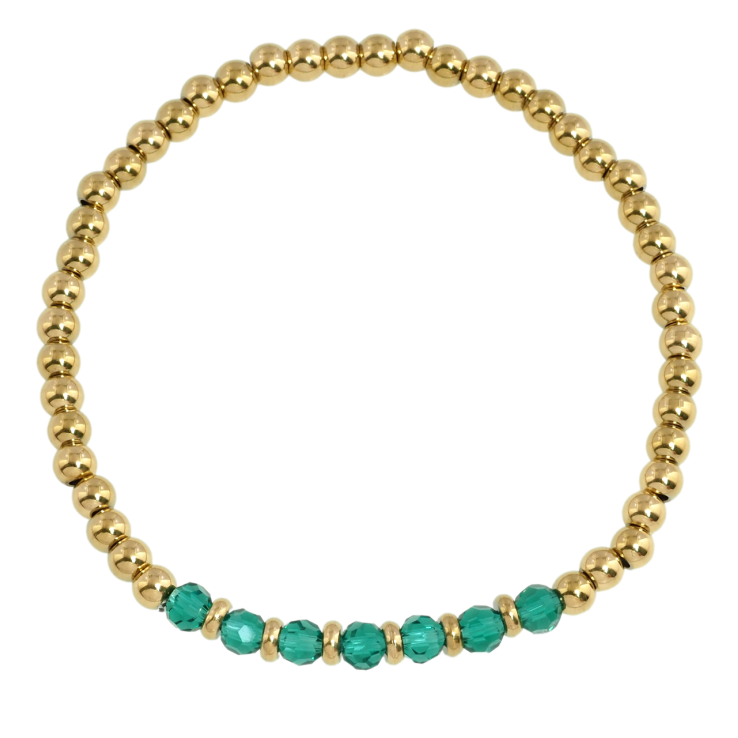 Браслет Xuping ТТМ Stainless Steel колір 14K Золотисто-зелені намистини на резинці 17-22см х 4мм фото №17 Браслет Xuping ТТМ Stainless Steel колір 14K Золотисто-зелені намистини на резинці 17-22см х 4мм фото №17