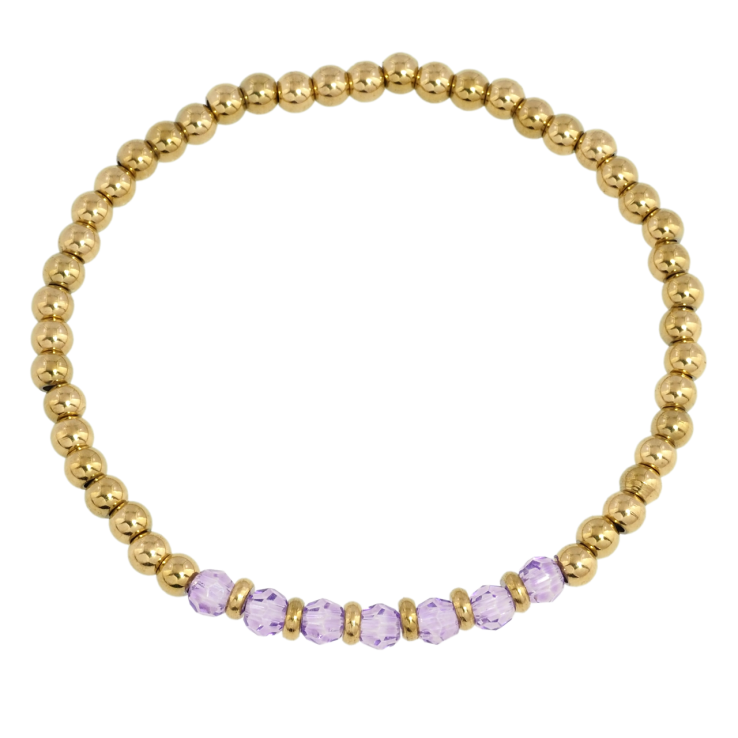 Браслет Xuping ТТМ Stainless Steel колір 14K Золотисто-бузкові намистини на резинці 17-22см х 4мм фото №13 Браслет Xuping ТТМ Stainless Steel колір 14K Золотисто-бузкові намистини на резинці 17-22см х 4мм фото №13