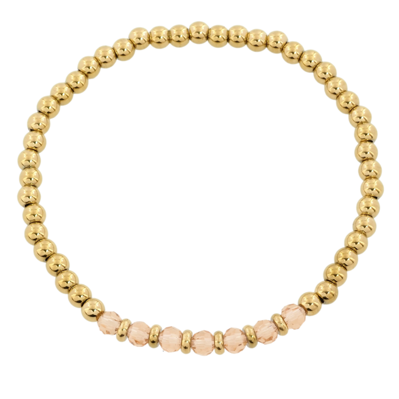 Браслет Xuping ТТМ Stainless Steel цвет 14K Золотисто-персиковые бусины на резинке 17-22см х 4мм фото №1