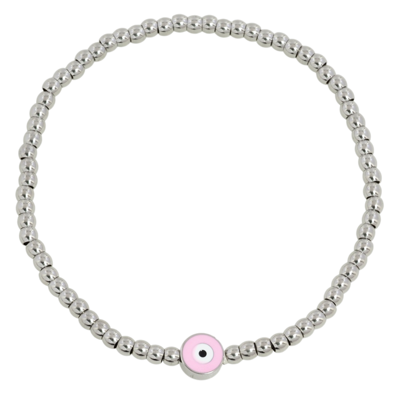 Браслет Xuping ТТМ Stainless Steel цвет Родий Серебристые бусины с оберегом, ø 7мм на резинке 17-20см х 3мм фото №8