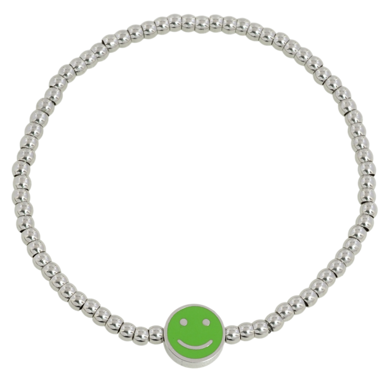 Браслет Xuping ТТМ Stainless Steel колір Родій Сріблясті намистини зі смайликом ø 10мм на резинці 17-20см х 3мм фото №4