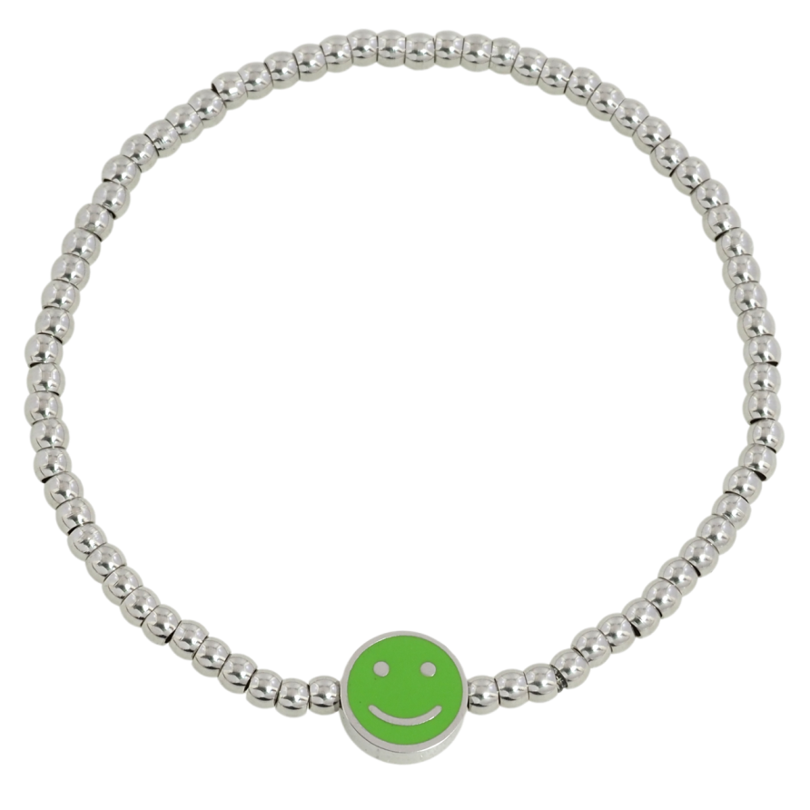 Браслет Xuping ТТМ Stainless Steel цвет Родий Серебристые бусины с смайликом ø 10мм на резинке 17-20см х 3мм фото №1