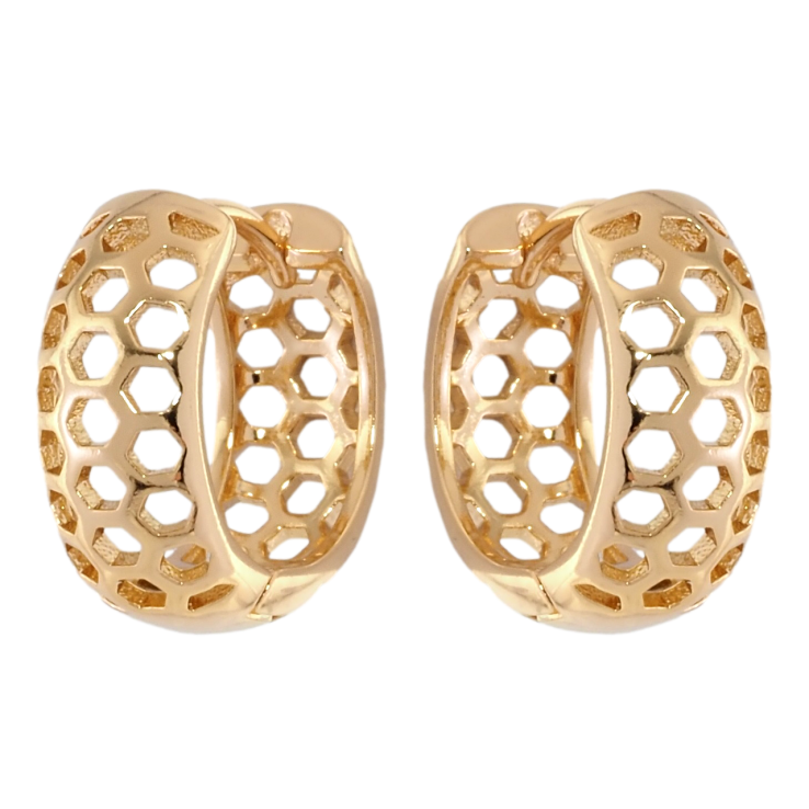Серьги Xuping Позолота 18K колечки Резной узор соты фото №22