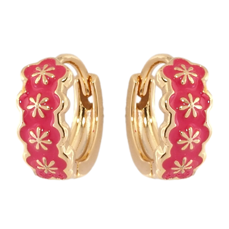 Серьги Xuping Позолота 18K колечки Узор с розовой эмалью фото №16