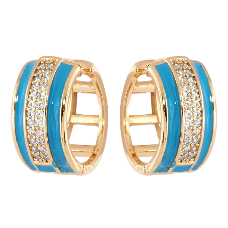 Серьги Xuping Позолота 18K колечки Узор с голубой эмалью и цирконием фото №20