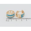 Серьги Xuping Позолота 18K колечки Узор с голубой эмалью и цирконием фото №2