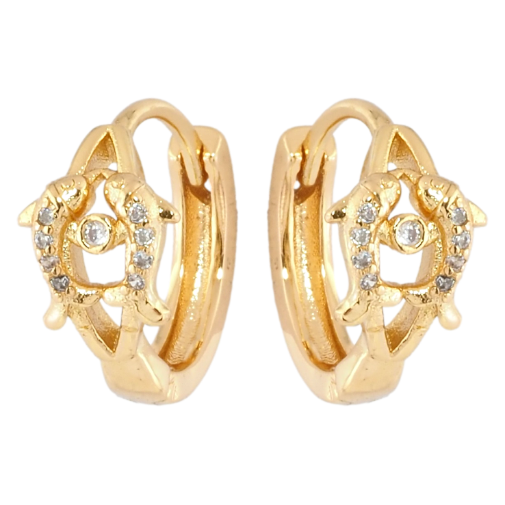 Серьги Xuping Позолота 18K колечки Дельфины с цирконием фото №24