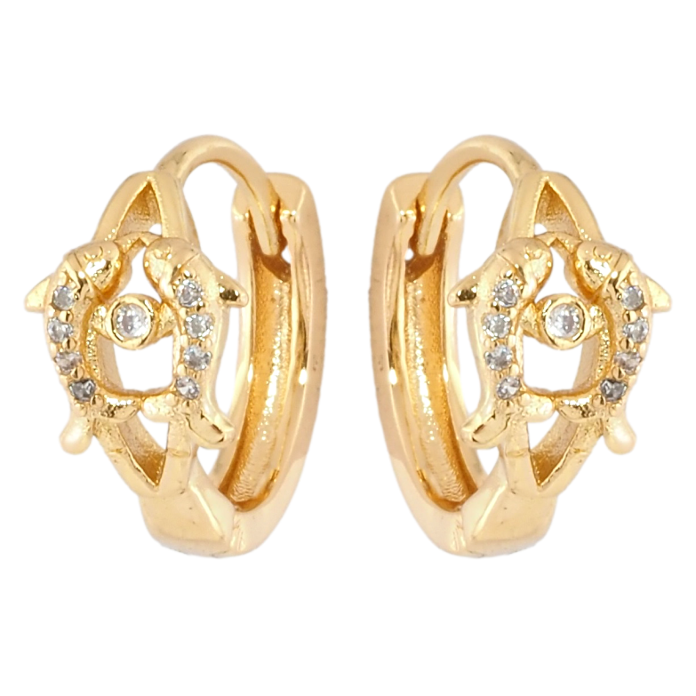 Серьги Xuping Позолота 18K колечки Дельфины с цирконием фото №1