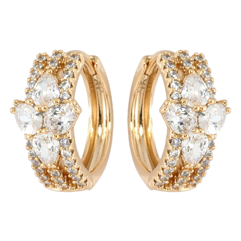Серьги Xuping Позолота 18K колечки Узор с инкрустацией цирконием фото №2
