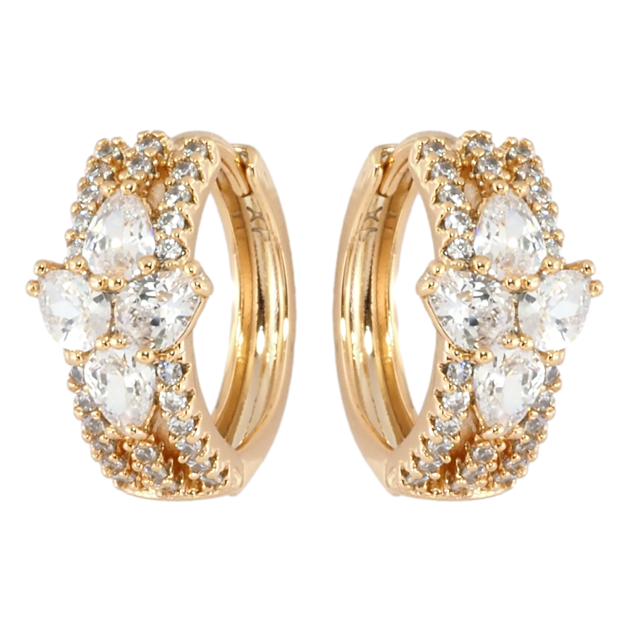 Сережки Xuping Позолота 18K колечка Візерунок з інкрустацією цирконієм фото №1