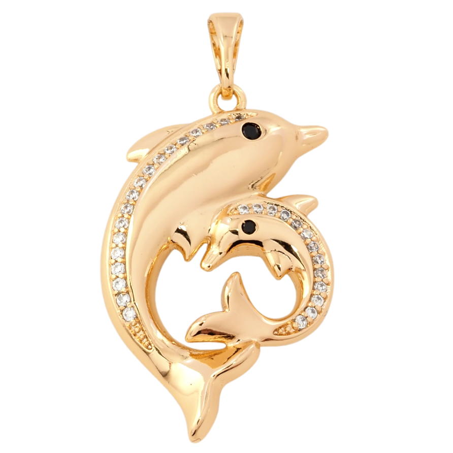 Кулон Xuping Позолота 18K Дельфіни для ланцюжка до 5мм фото №1