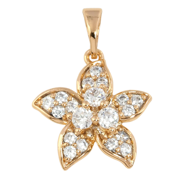 Кулон Xuping Позолота 18K Цветок с цирконием для цепочки до 5мм фото №1