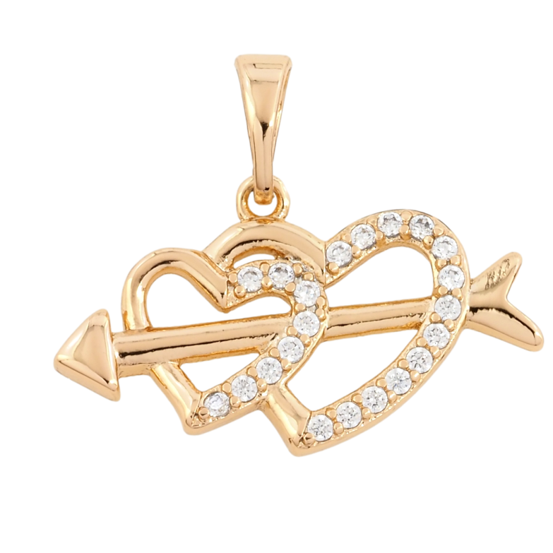 Кулон Xuping Позолота 18K Сердечка пронизані стрілою для ланцюжка до 5мм фото №1