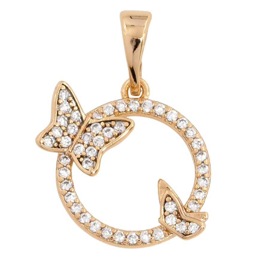 Кулон Xuping Позолота 18K Колечко з метеликами для ланцюжка до 5мм фото №1