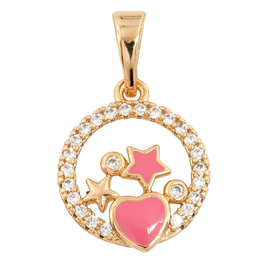 Кулон Xuping Позолота 18K Каблучка з зірочками та цирконієм для ланцюжка до 5мм фото №1