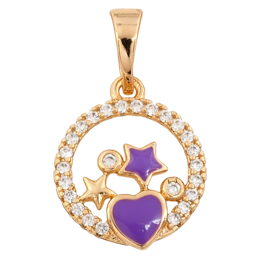 Кулон Xuping Позолота 18K Каблучка з зірочками та цирконієм для ланцюжка до 5мм фото №1