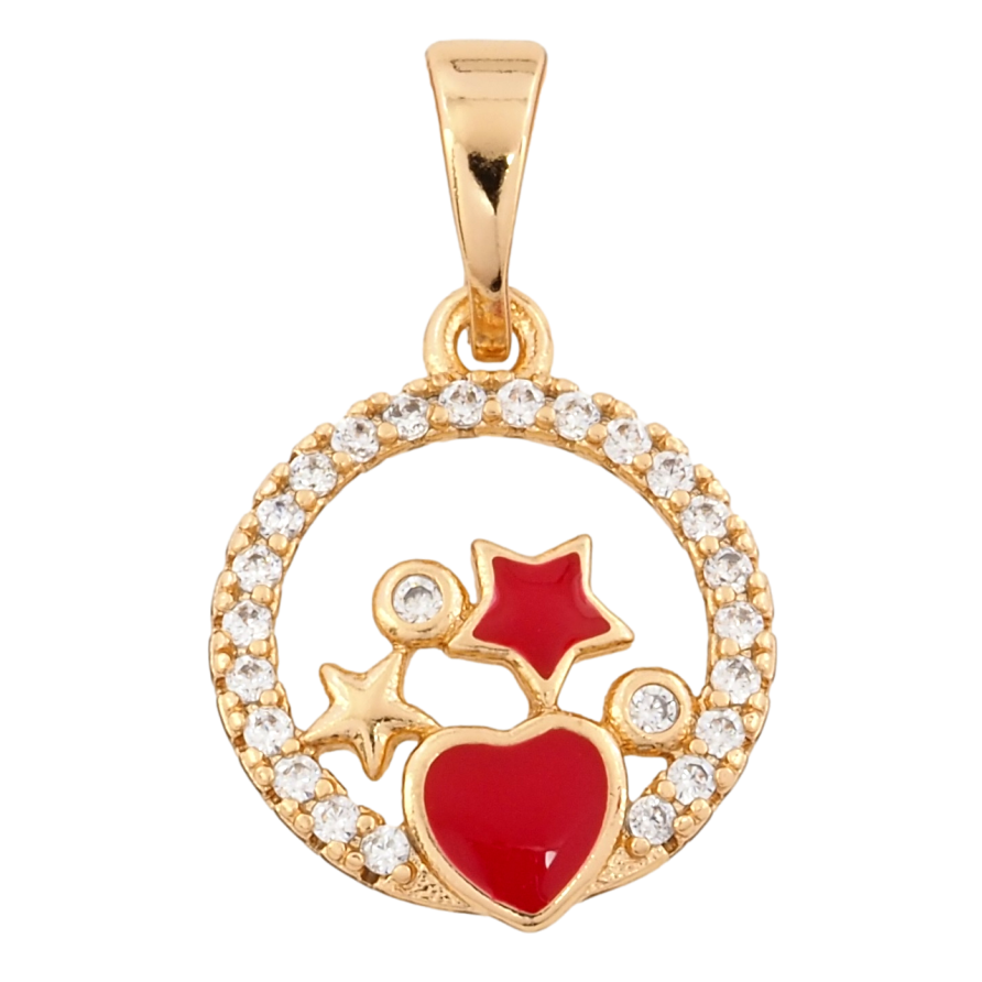 Кулон Xuping Позолота 18K Каблучка з зірочками та цирконієм для ланцюжка до 5мм фото №1