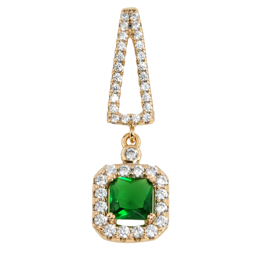 Кулон Xuping Позолота 18K Підвіска з зеленим фіанітом і цирконієм для ланцюжка до 4мм фото №1