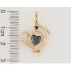 Кулон Xuping Позолота 18K Дельфін з чорним кришталевим сердечком для ланцюжка до 5мм фото №2