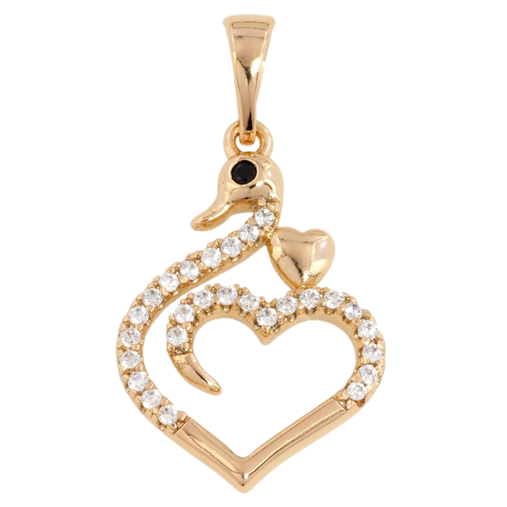 Кулон Xuping Позолота 18K Сердечко-лебідь для ланцюжка до 5мм фото №3