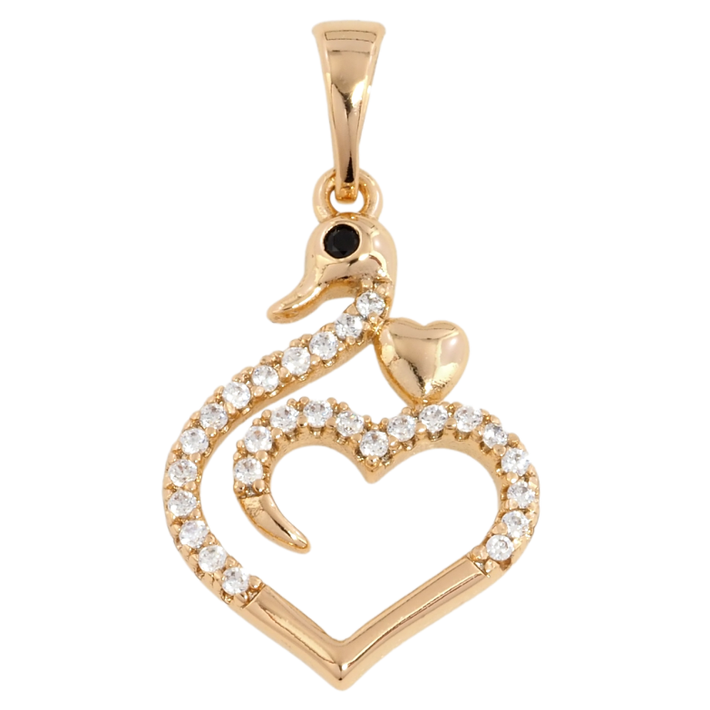 Кулон Xuping Позолота 18K Сердечко-лебідь для ланцюжка до 5мм фото №1