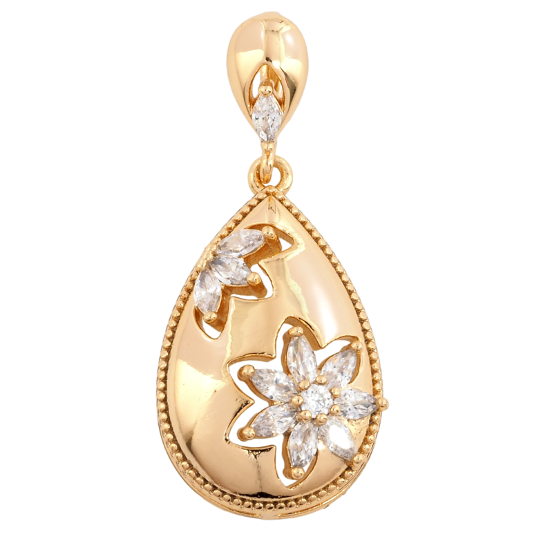 Кулон Xuping Позолота 18K Крапелька з квітковим візерунком для ланцюжка до 4мм фото №1