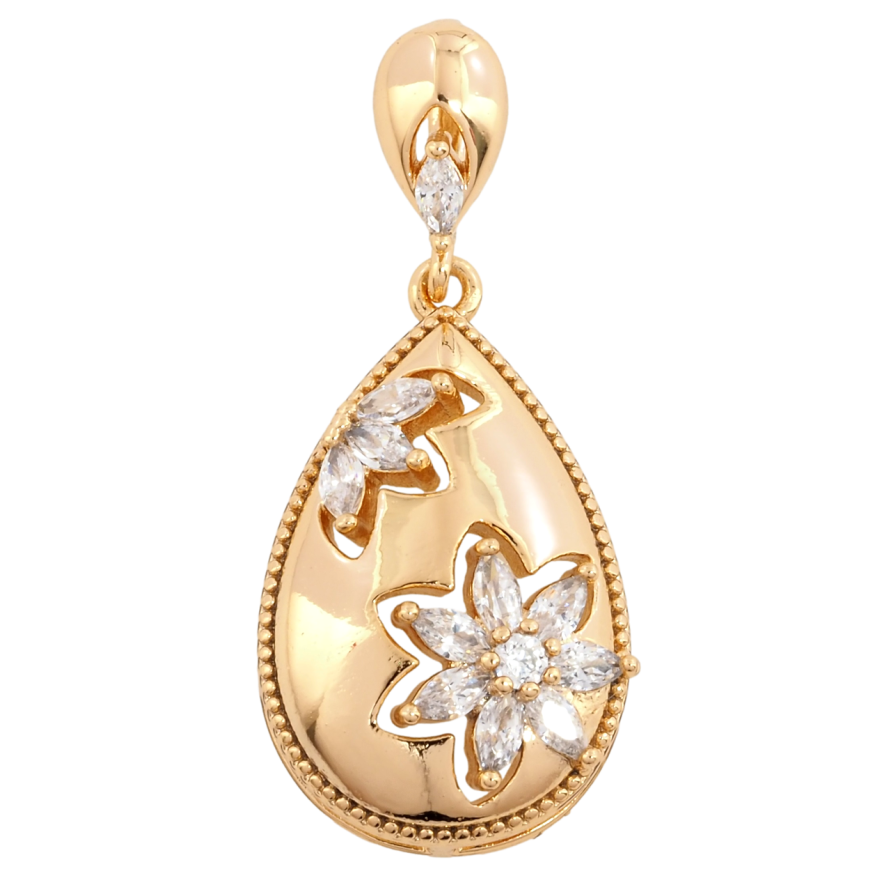 Кулон Xuping Позолота 18K Крапелька з квітковим візерунком для ланцюжка до 4мм фото №1