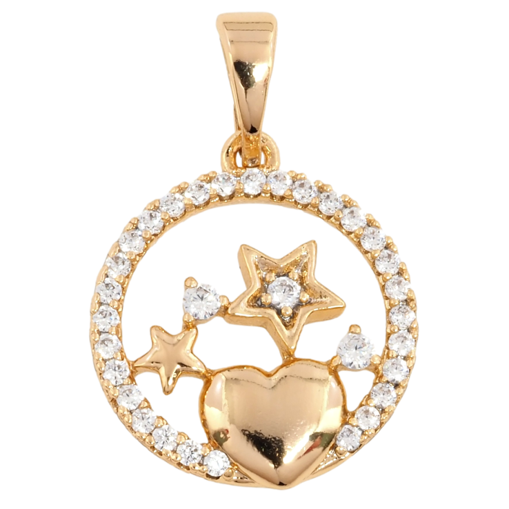 Кулон Xuping Позолота 18K Зірки з сердечком у колечку для ланцюжка до 5мм фото №5