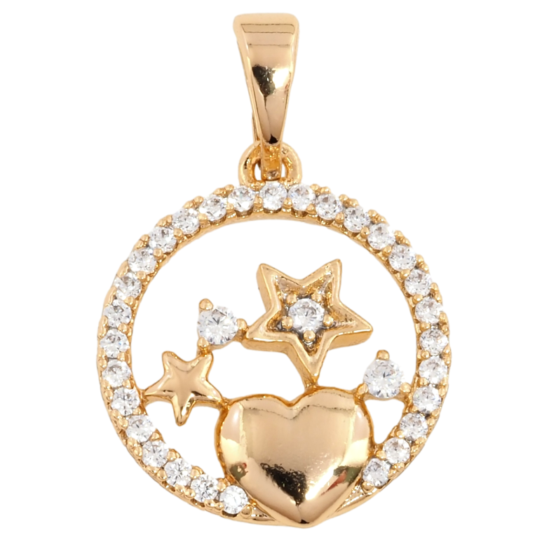 Кулон Xuping Позолота 18K Звезды с сердечком в колечке для цепочки до 5мм фото №1