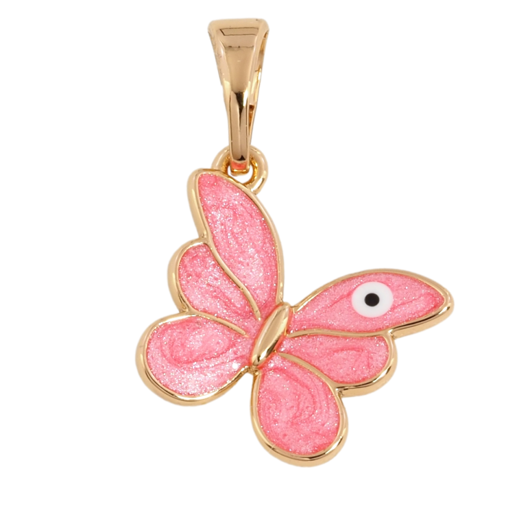 Кулон Xuping Позолота 18K Метелик з рожевою емаллю для ланцюжка до 5мм фото №2