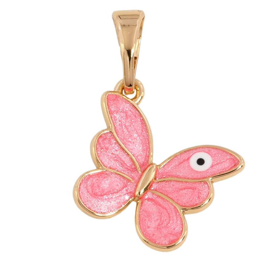 Кулон Xuping Позолота 18K Метелик з рожевою емаллю для ланцюжка до 5мм фото №1