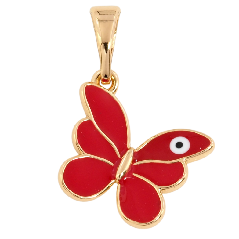 Кулон Xuping Позолота 18K Бабочка с красной эмалью для цепочки до 5мм фото №1