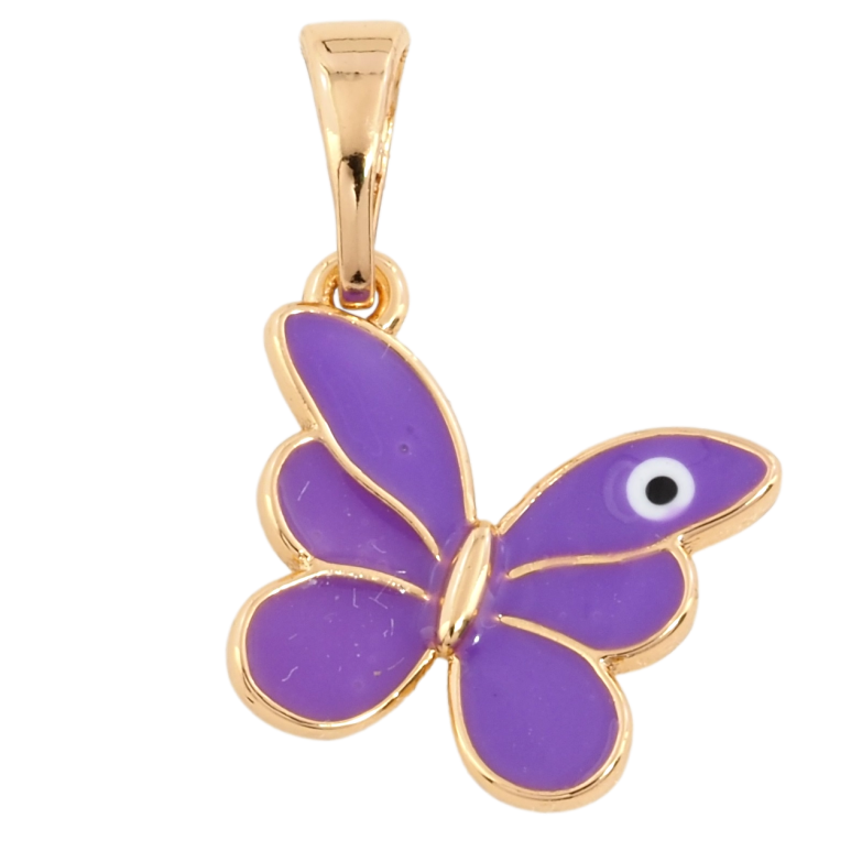 Кулон Xuping Позолота 18K Метелик з фіолетовою емаллю для ланцюжка до 5мм фото №1