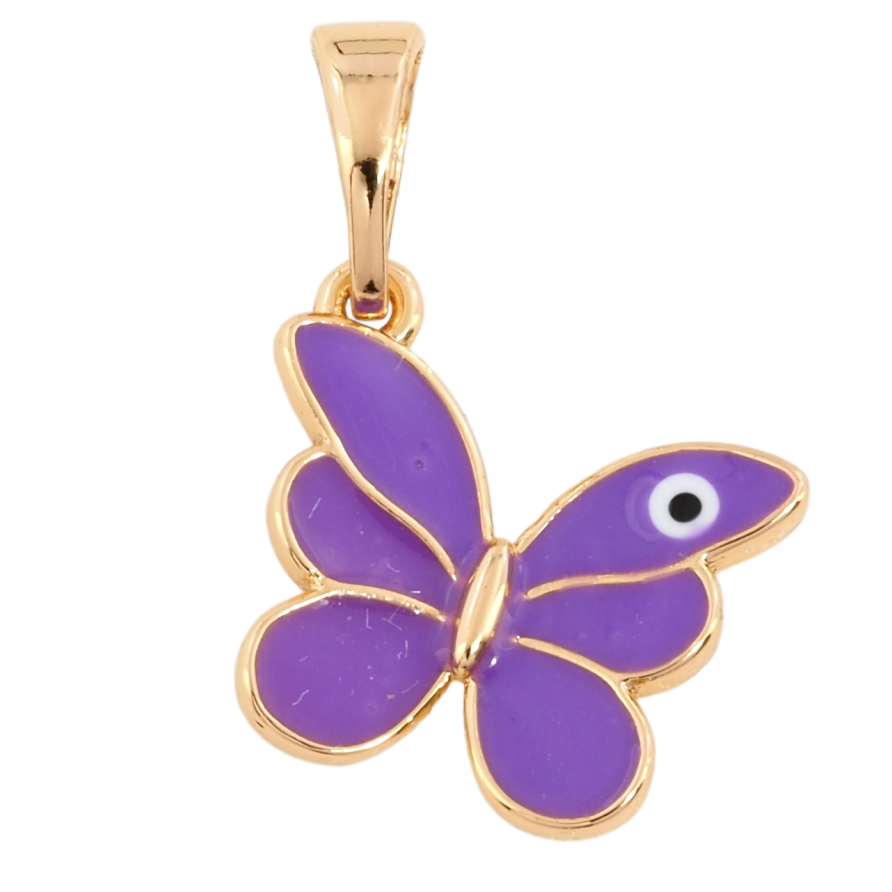 Кулон Xuping Позолота 18K Метелик з фіолетовою емаллю для ланцюжка до 5мм фото №1