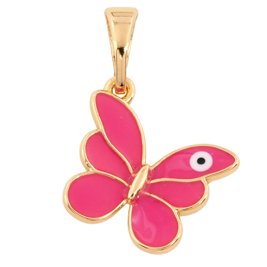 Кулон Xuping Позолота 18K Метелик з рожевою емаллю для ланцюжка до 5мм фото №1