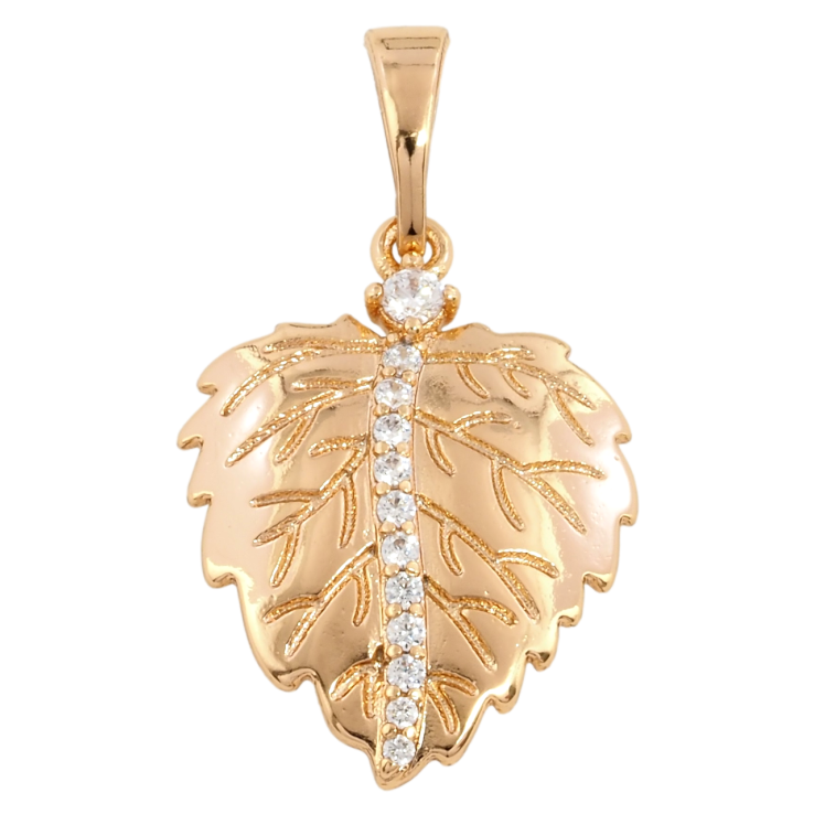 Кулон Xuping Позолота 18K Листочок з цирконієм для ланцюжка до 5мм фото №9