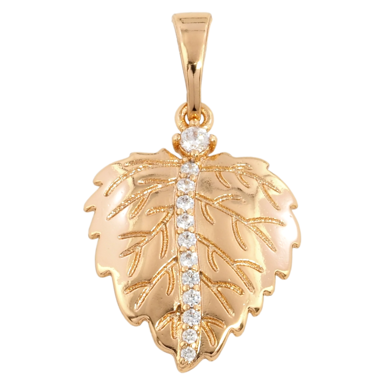 Кулон Xuping Позолота 18K Листочок з цирконієм для ланцюжка до 5мм фото №1