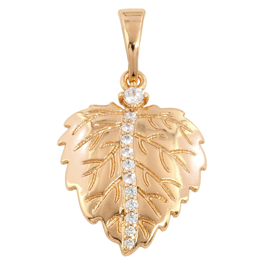 Кулон Xuping Позолота 18K Листочок з цирконієм для ланцюжка до 5мм фото №1