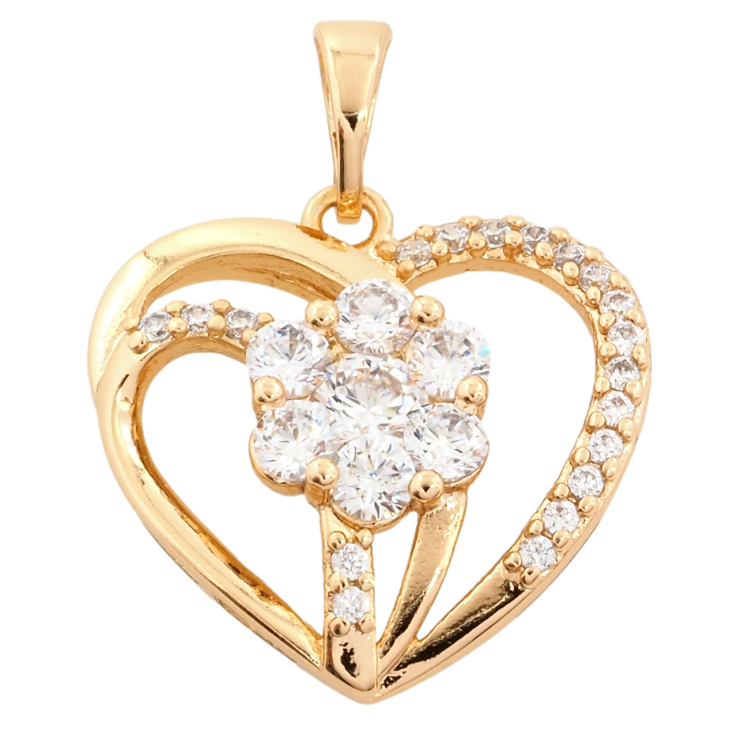 Кулон Xuping Позолота 18K Серце з кришталевою квіточкою для ланцюжка до 5мм фото №7