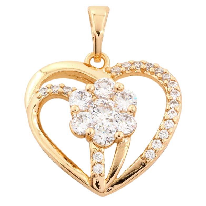 Кулон Xuping Позолота 18K Сердце с кристальным цветочком для цепочки до 5мм фото №13