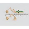 Серьги Xuping Позолота 18K пусеты Ассиметричные подвески с зеленым кристальным крестиком фото №2
