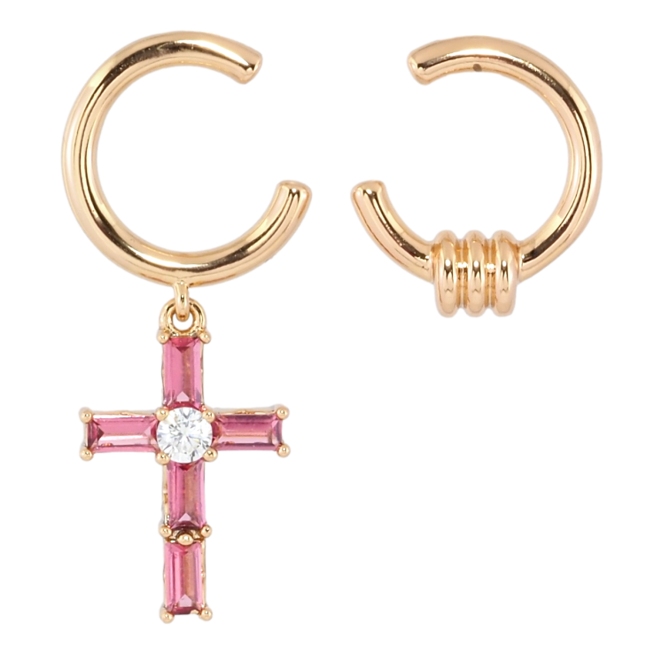 Серьги Xuping Позолота 18K пусеты Ассиметричные подвески с розовым кристальным крестиком фото №11 Серьги Xuping Позолота 18K пусеты Ассиметричные подвески с розовым кристальным крестиком фото №11