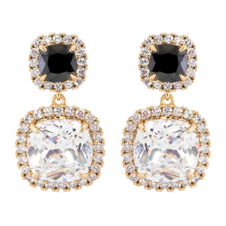 Серьги Xuping Позолота 18K пусеты Черно-белые фианиты в обрамлении циркония фото №19 Серьги Xuping Позолота 18K пусеты Черно-белые фианиты в обрамлении циркония фото №19