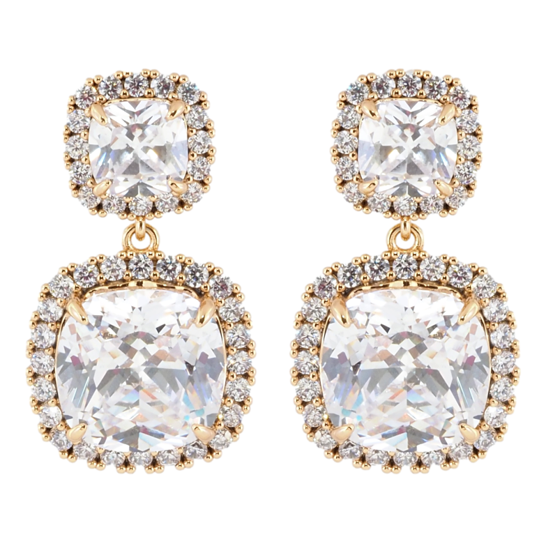 Сережки Xuping Позолота 18K пусети Фіаніти в обрамленні цирконію фото №1