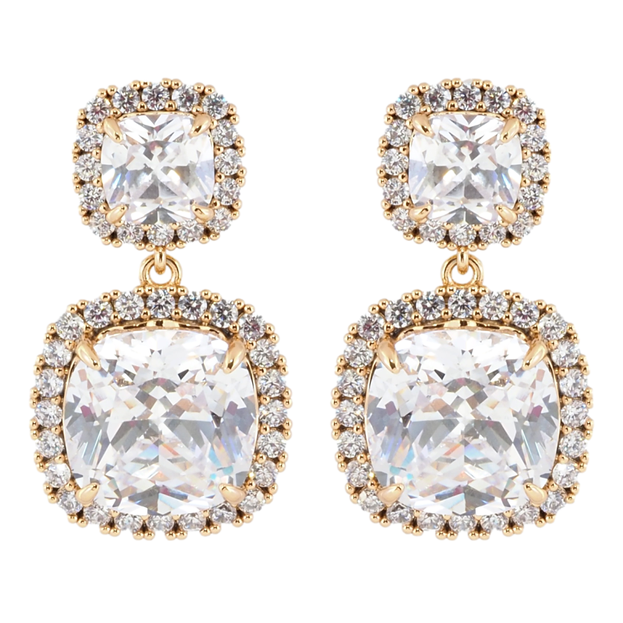 Серьги Xuping Позолота 18K пусеты Фианиты в обрамлении циркония фото №1